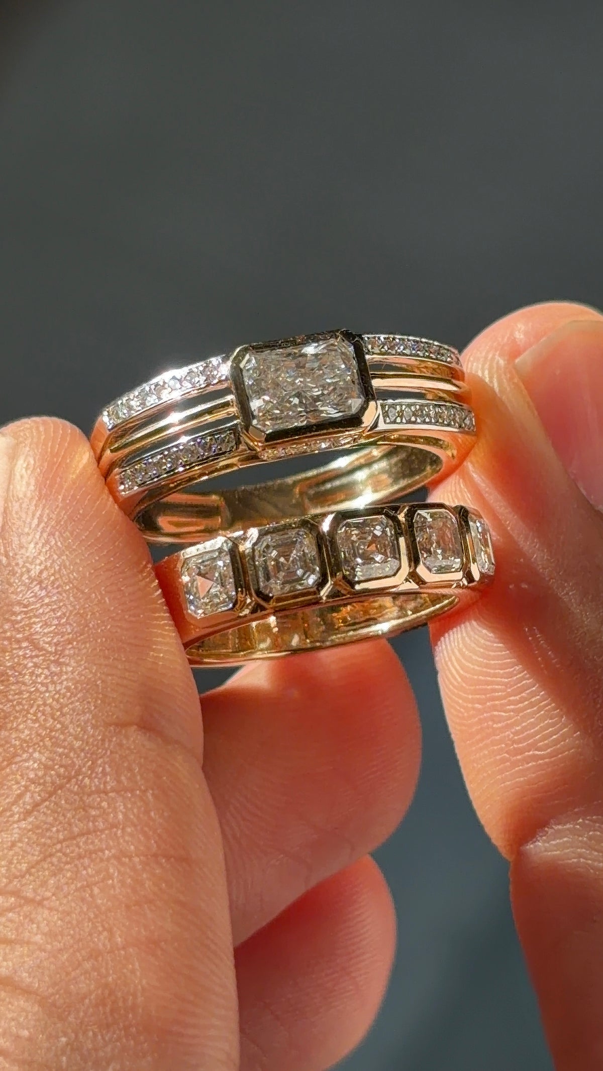Half Eternity Bezel Asscher Cut Men’s Band