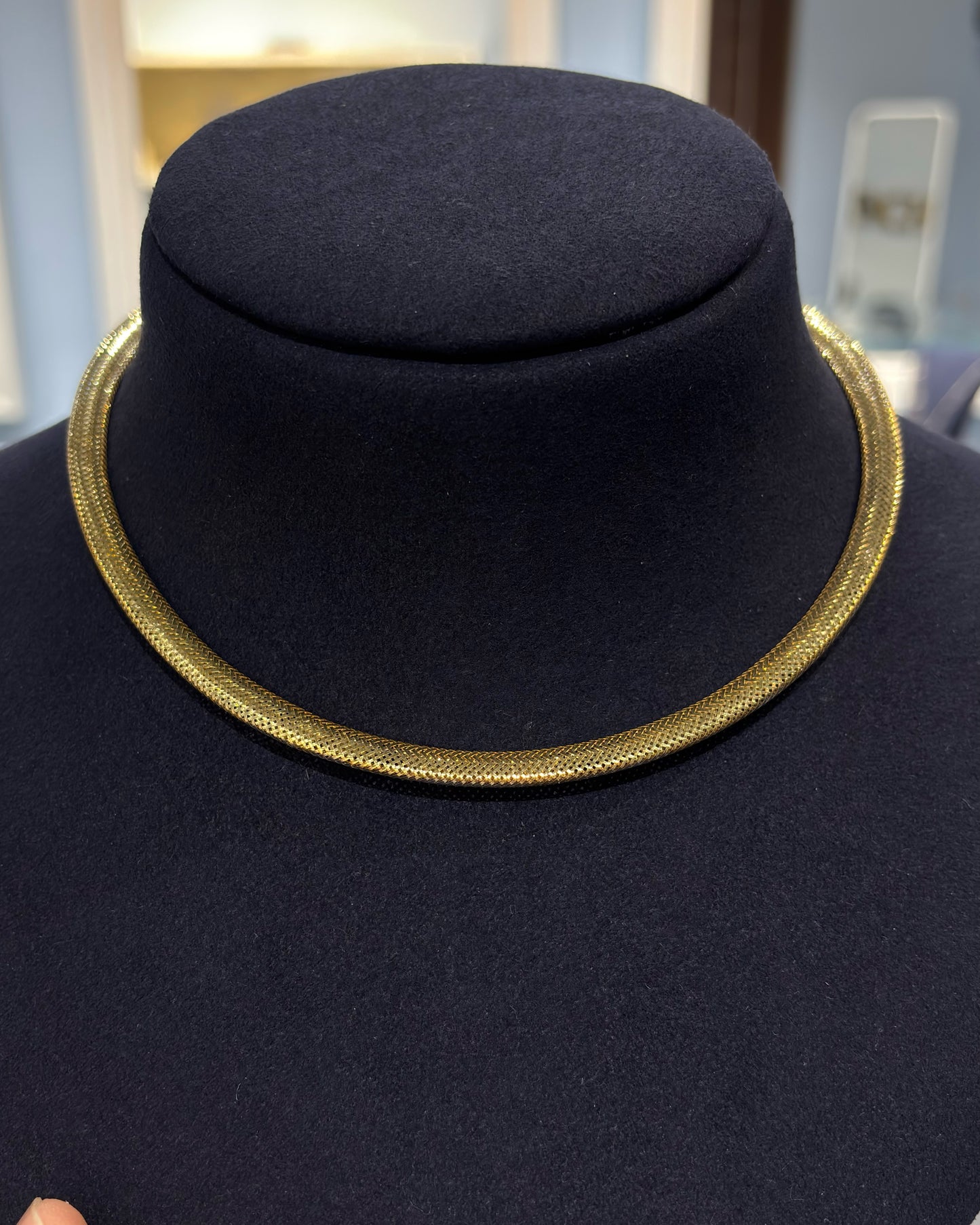 18K Yellow Gold Lavanya Guchha Graceful Fringe Flat Mesh Choker - 16 Inch