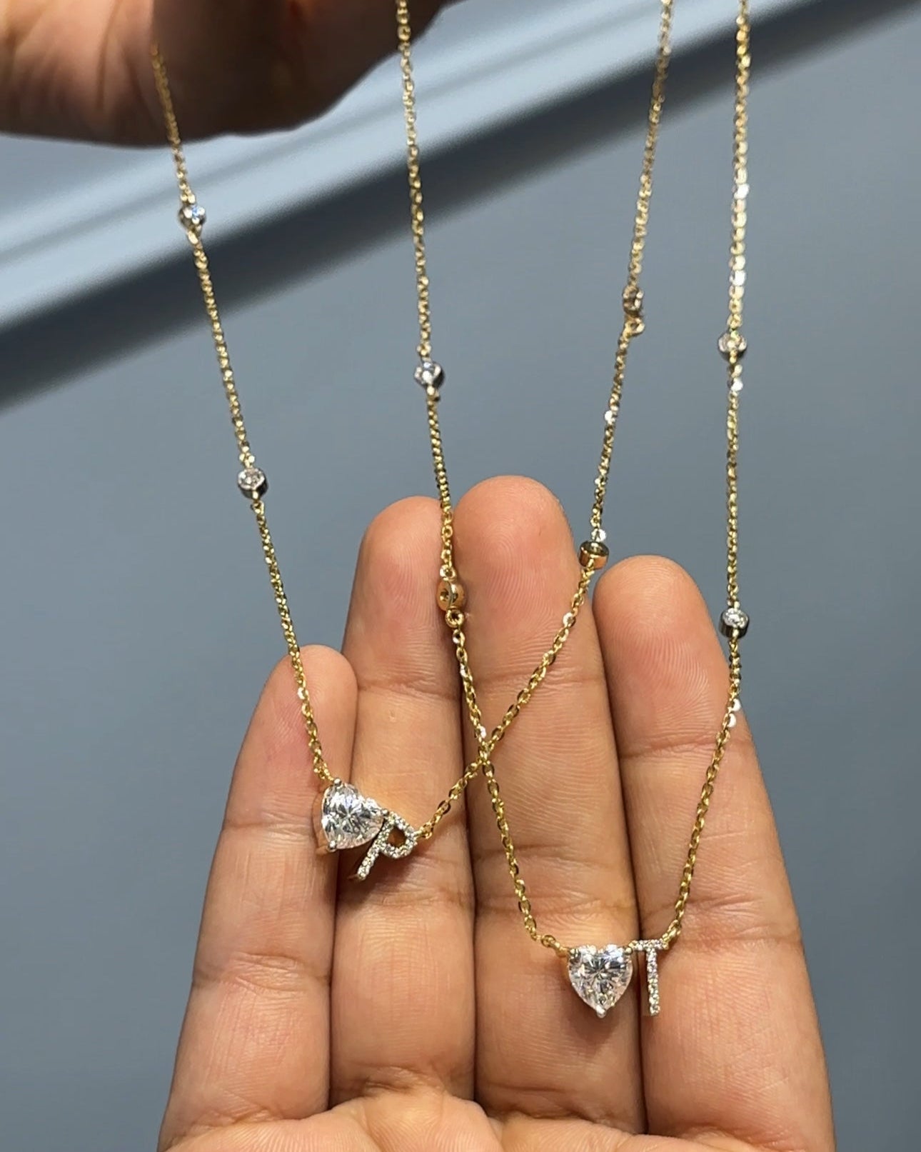 Personalised Initial Heart Mangalsutra – Diamond Station Chain, 14K Gold, Custom Name