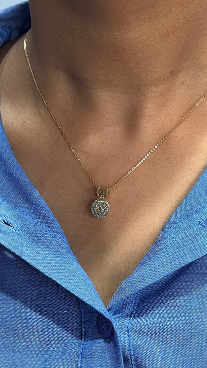 18K Yellow Gold Surya Bindhu Sun Dot Pendant Necklace - Adjustable 16+1 Inch