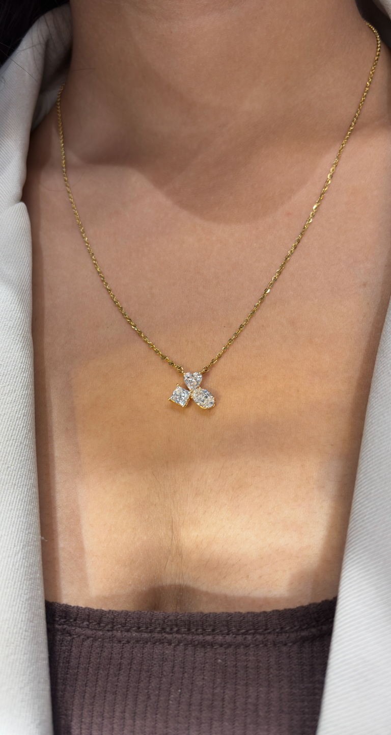 Panache Multi Cut Toi et Moi Lab-Grown Diamond Necklace, IGI-Certified, 14K 18K Gold, front view