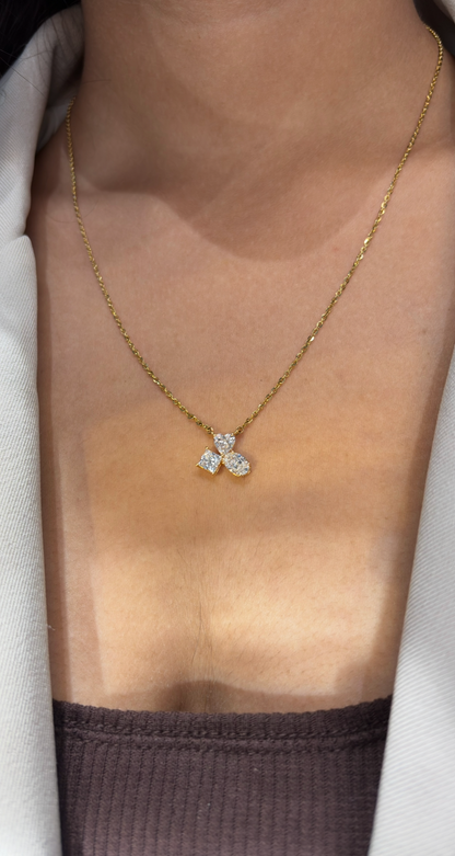 Panache Multi Cut Toi et Moi Lab-Grown Diamond Necklace, IGI-Certified, 14K 18K Gold, front view