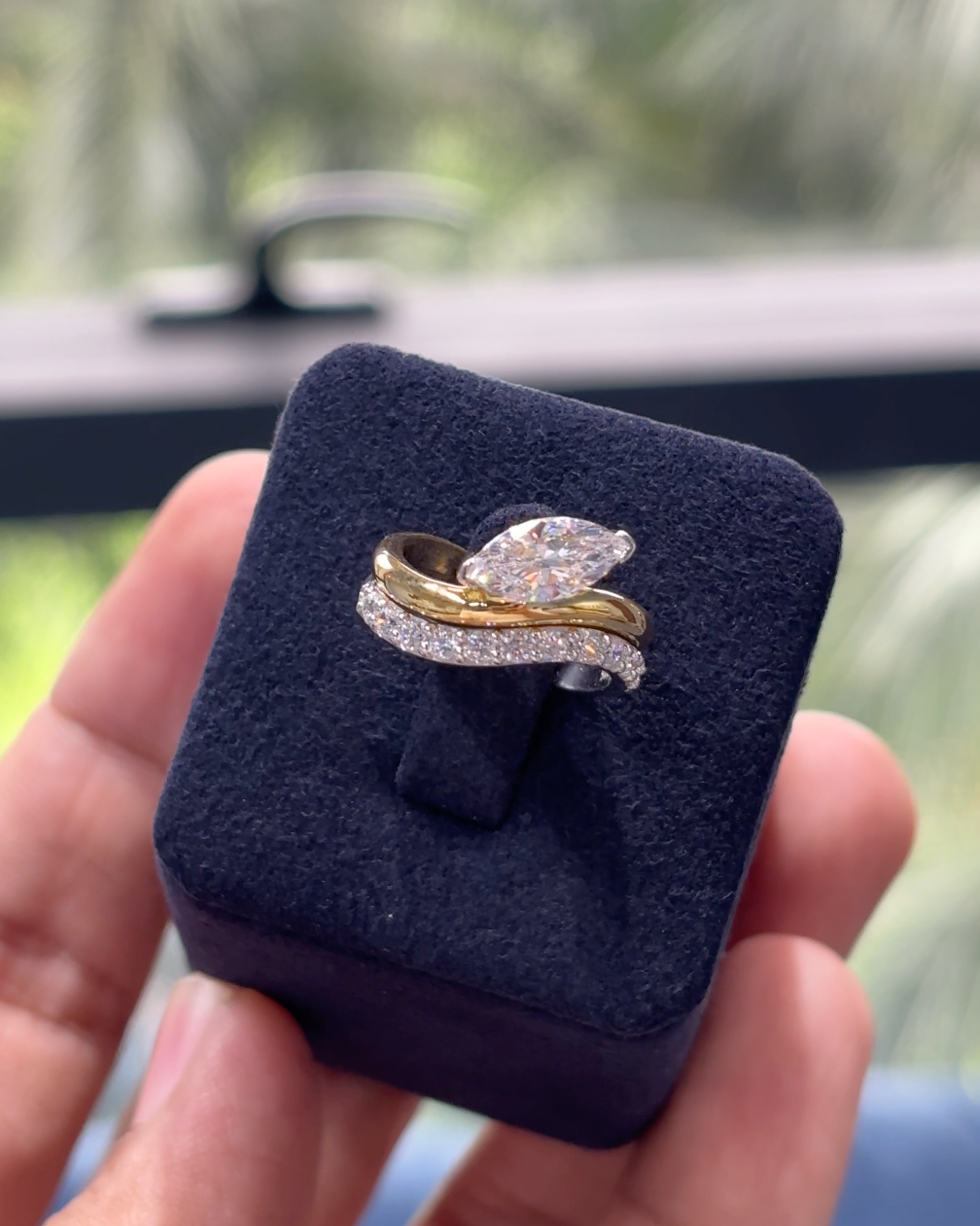 Marquise Duo-Stack Curve Eternity Ring Set