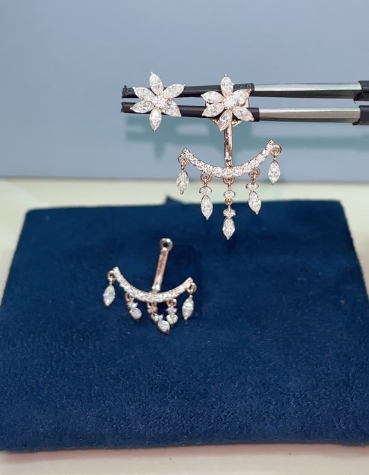 Diamond Floral Detachable Jacket Earrings