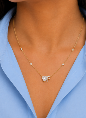 Heart Solitaire Initial Mangalsutra in Lab Grown Diamond