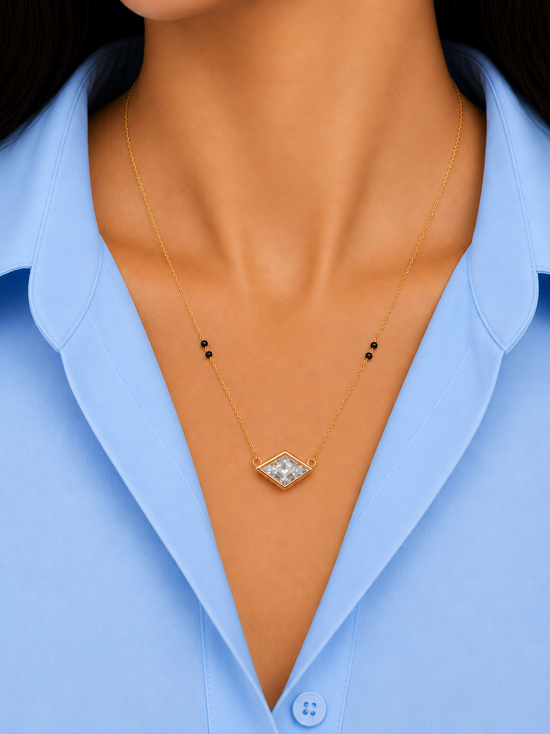 2 Ct Custom Lozenge Cut Necklace in Lab Grown Diamond