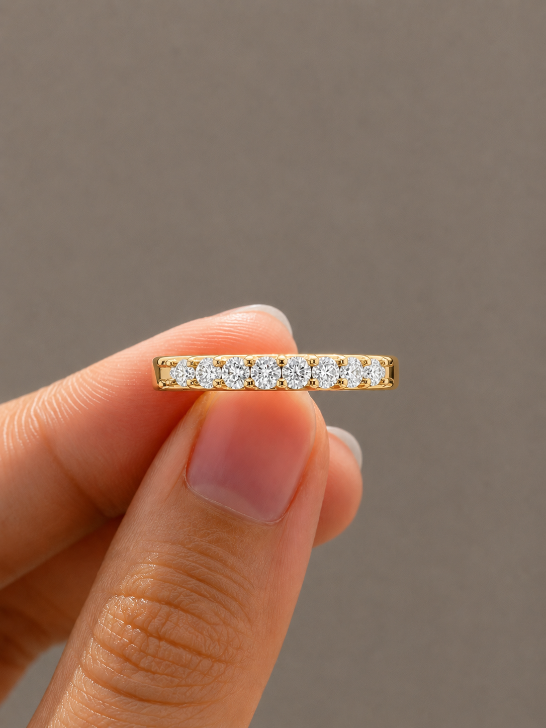 Round Half Eternity Lab-Grown Diamond Band, IGI-Certified, 14K 18K Gold, front view
