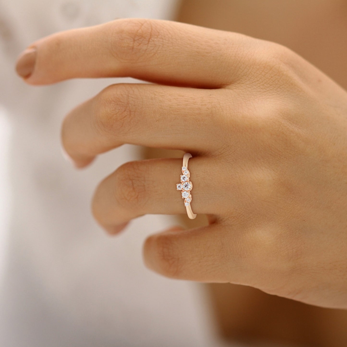 Petite Cluster Stack Ring in Lab Grown Diamond