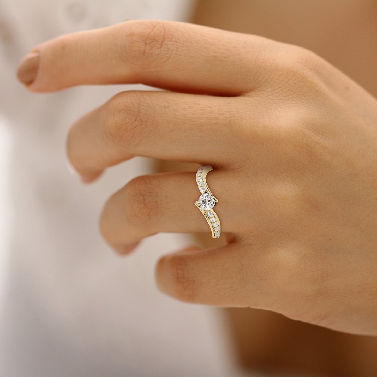 Wave Stack Pinky Ring in Lab Grown Diamond