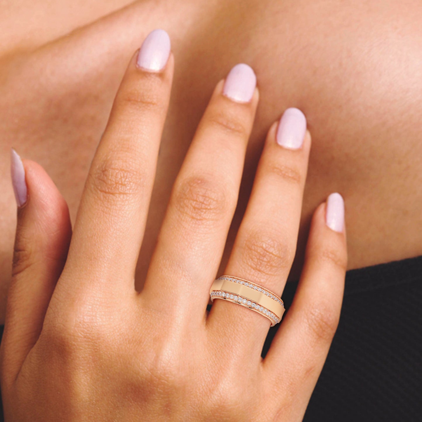 Auron Infinity Wedding Band in Lab Grown Diamond
