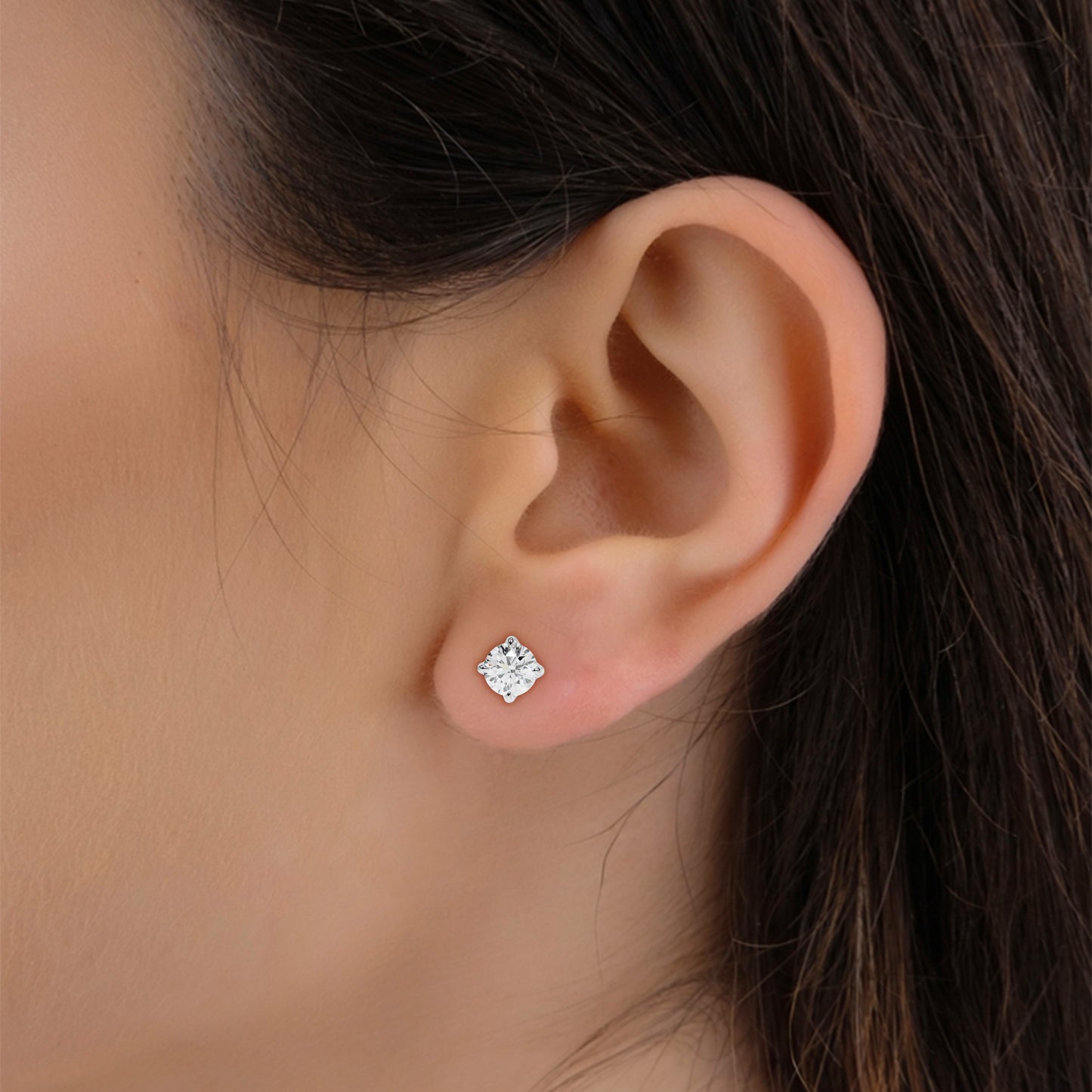 Round Diamond Tulip Setting Stud Earrings