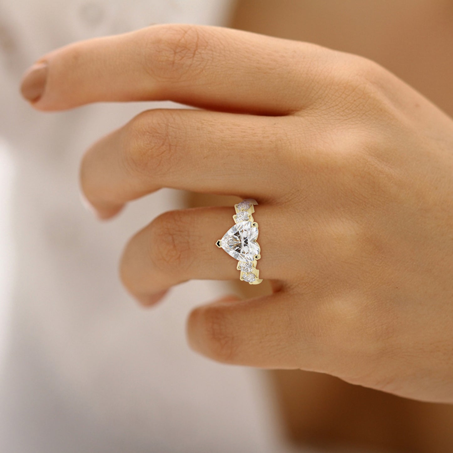 Classic Heart Solitaire Engagement Ring in Lab Grown Diamond
