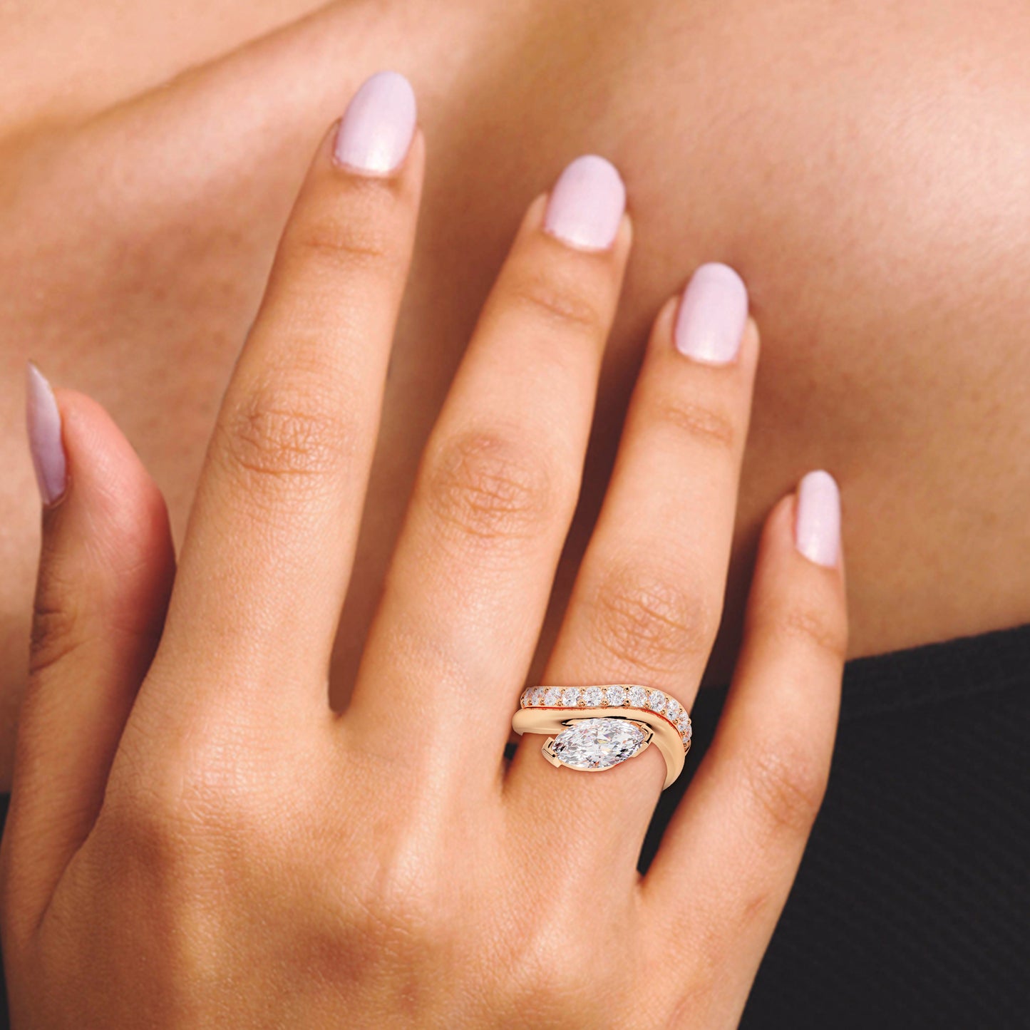Marquise Flow Engagement Stack in Lab Grown Diamond