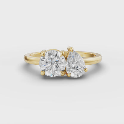 Round Pear Toi-Et-Moi Engagement Ring in Lab Grown Diamond