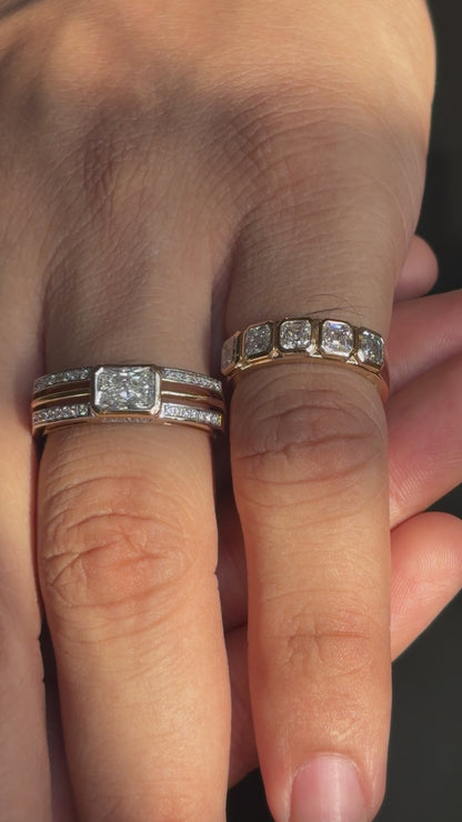 Half Eternity Bezel Asscher Cut Men’s Band