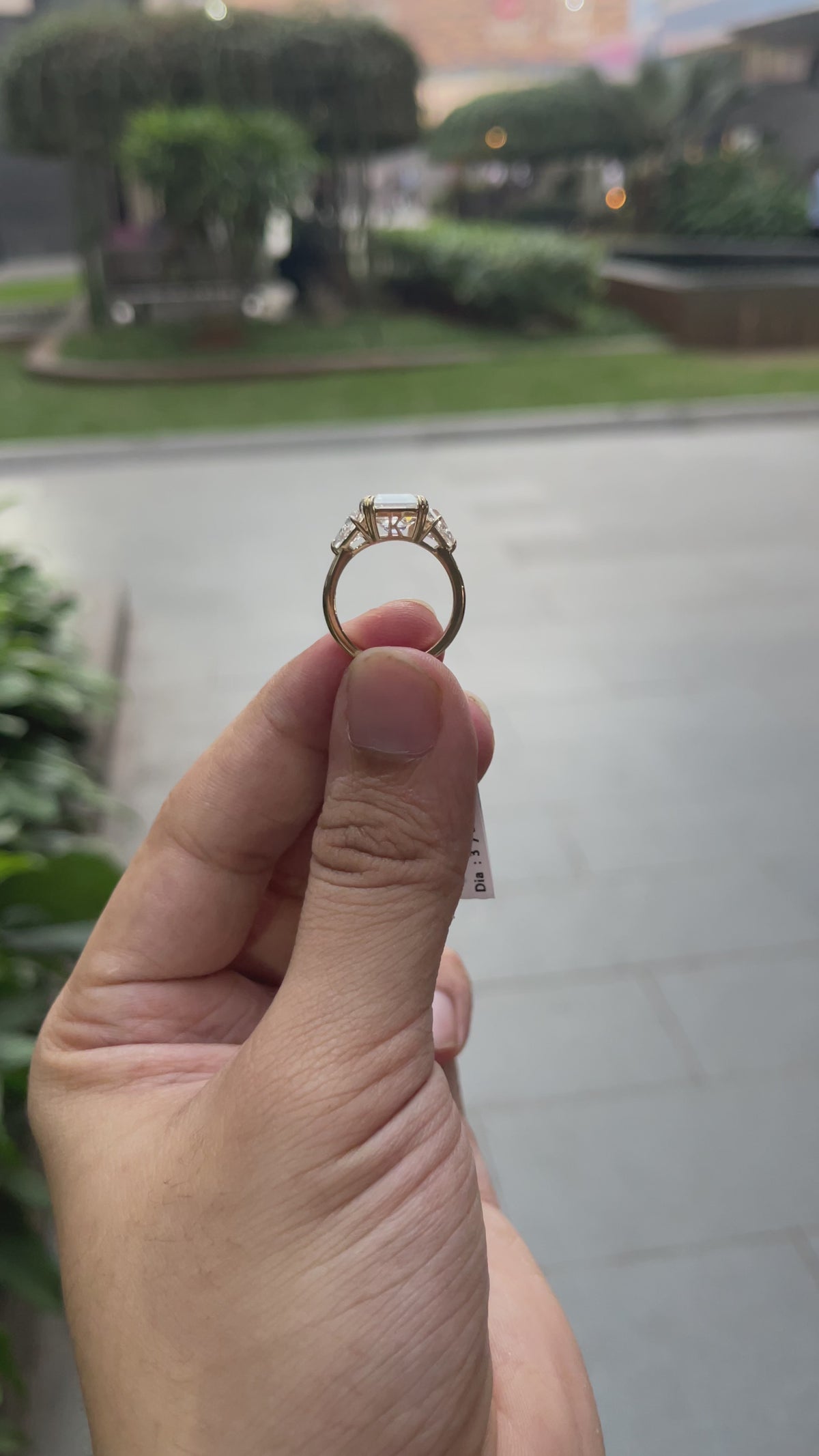 4 Ct Asscher Cut Diamond Ring with Triangle Side Stones | Lab-Grown Diamond