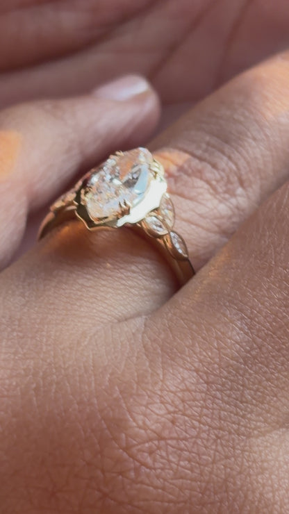 Lotus Marquise Floral Engagement Ring
