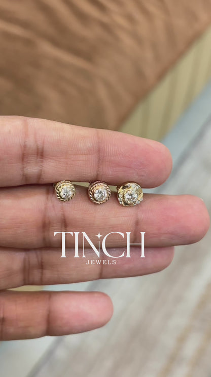 Zen Mens Studs - 14K Rose Gold Lab-Grown Diamond Earrings | TINCH JEWELS