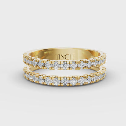 Round Dual Half Band Stack Ring in Lab Grown Diamond