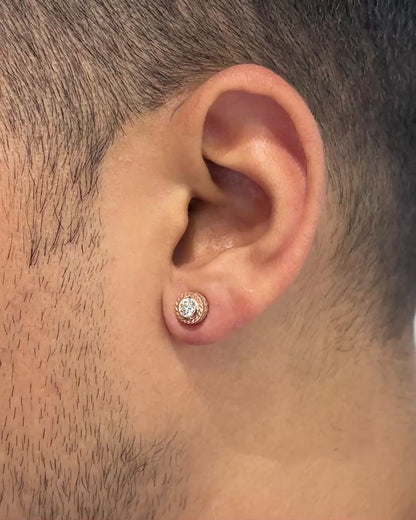 Zen Mens Studs - 14K Rose Gold Lab-Grown Diamond Earrings | TINCH JEWELS