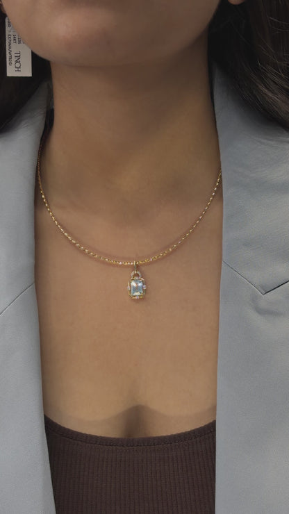 Blue Topaz Diamond Lock Pendant