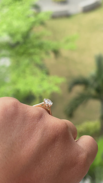 Oval Solitaire Lotus Lace Engagement Ring | Lab-Grown Diamond