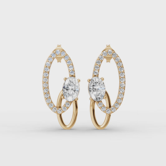 Aarika Oval Diamond Drop Earrings