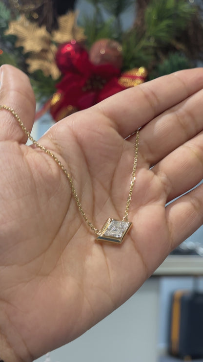2 Ct Custom Lozenge Cut Necklace in Lab Grown Diamond