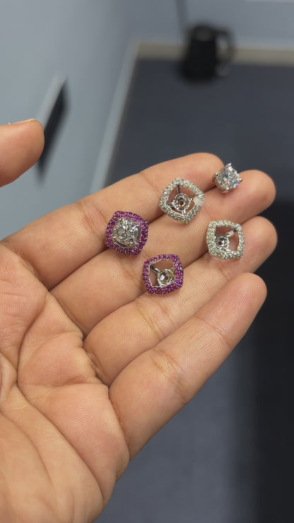 DuoAura 2-in-1 Earrings – 14K/18K White Gold Solitaire Studs