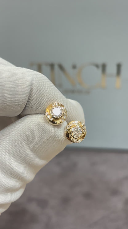 Pivot Men's Diamond Studs - 14K 18K Yellow Gold Lab-Grown Diamond Studs