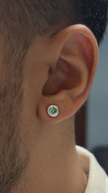 Chakra Inspired Zambian Emerald Mens Stud