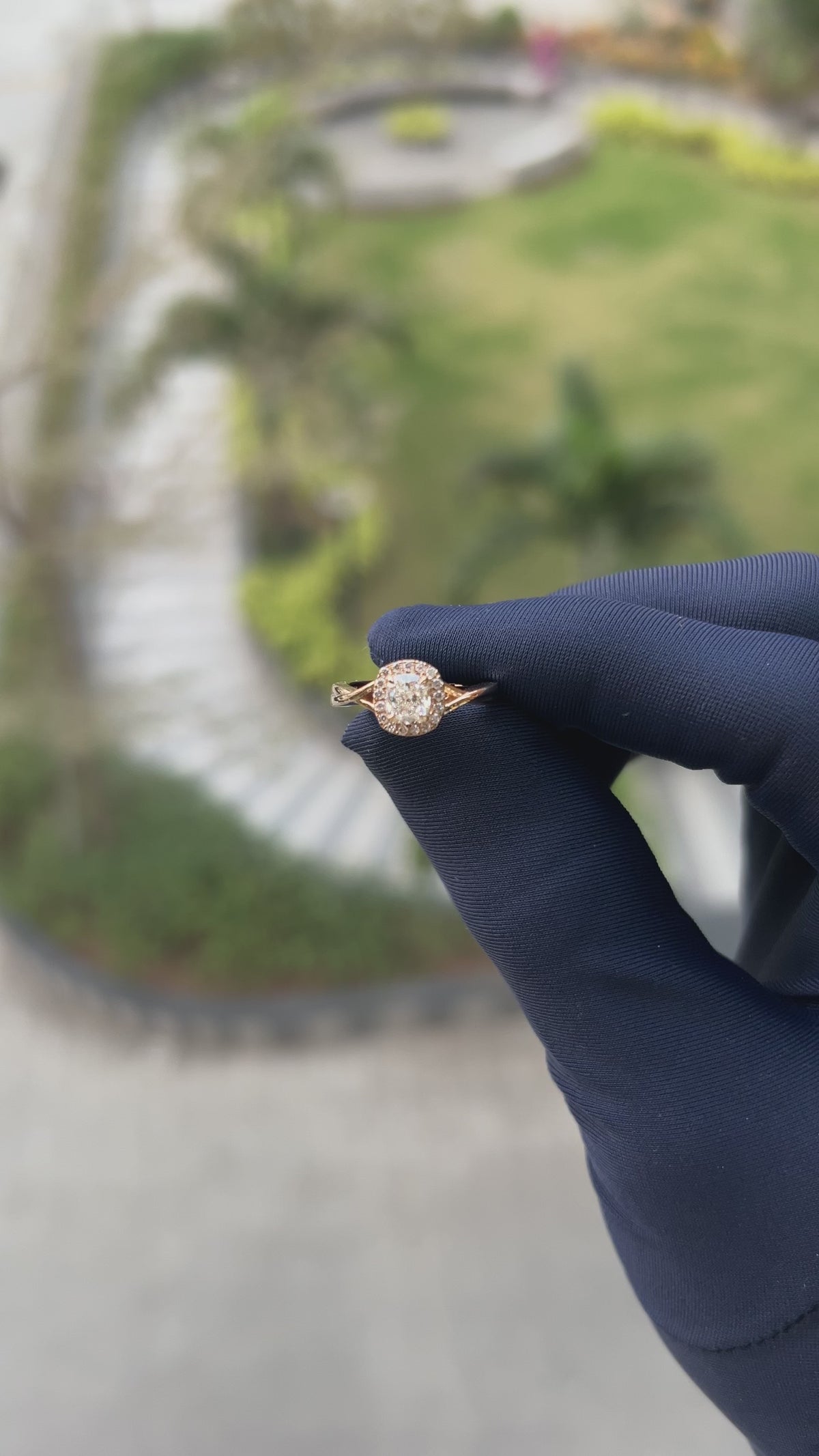 Halo Elongated Cushion Engagement Ring | Lab-Grown Diamond