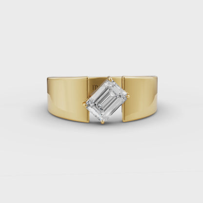 Oblique Emerald Men’s Engagement Ring in Lab Grown Diamond