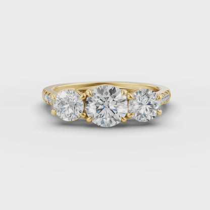 Three Round Stone Engagement Ring in Lab Grown Diamond