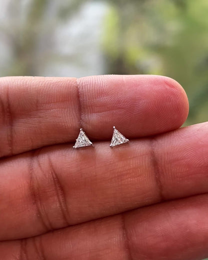Men's Triangle Diamond Stud Earring | Trillion Cut