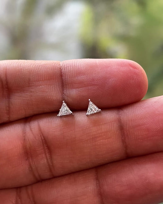 Men's Triangle Diamond Stud Earring | Trillion Cut