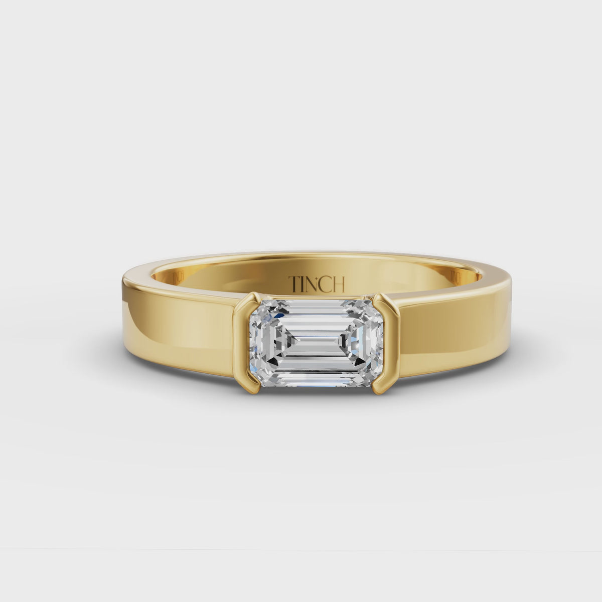 East-West Emerald Solitaire Engagement Ring | Lab-Grown Diamond