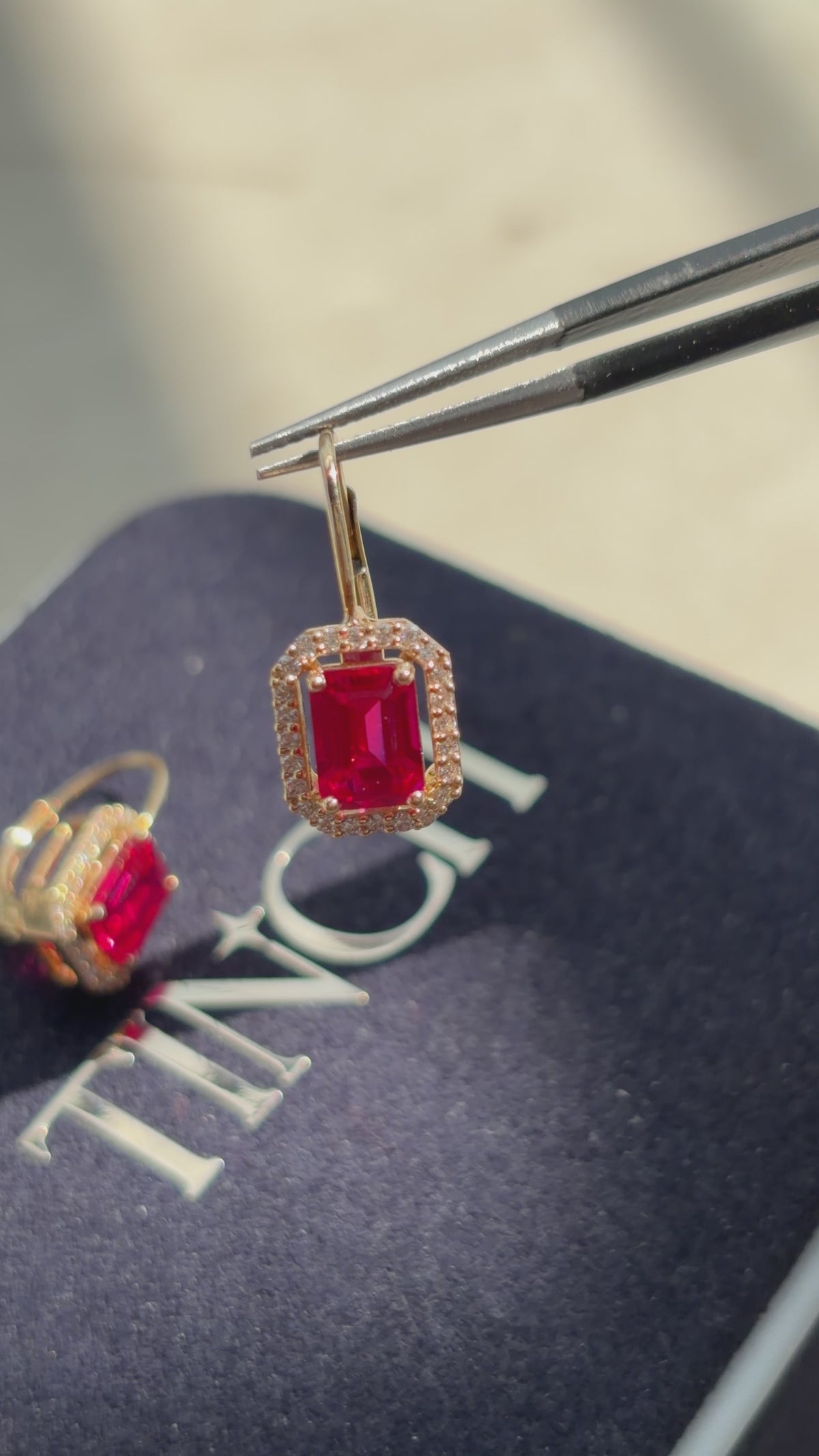 Rhodolite Garnet Diamond Halo Bali Earrings | Lab-Grown Diamond