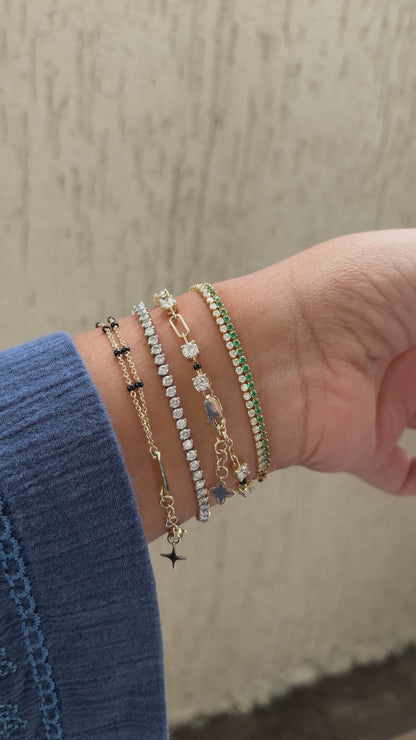 Paperclip Diamond Mangalsutra Bracelet