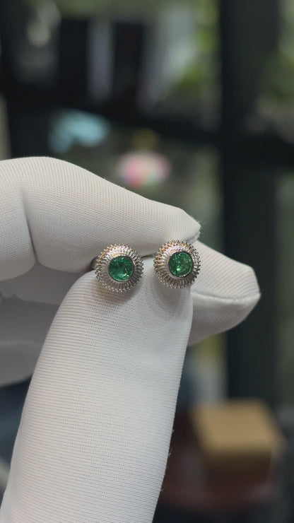 Chakra Inspired Zambian Emerald Mens Stud